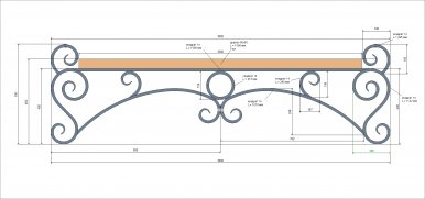 Кованая садовая скамейка чертежи с размерами
